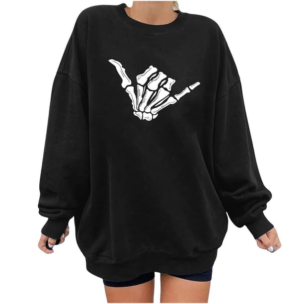Sudadera Para Mujer Sudaderas de Cuello Redondo Manga Larga Suelta Cuello Redondo Estampado Sudadera Top Blusa Odeerbi ODB147000