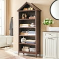 thumbnail image 6 of SinCiDo Tall Angled Arch Bookshelf, 5 Tiers Open Shelves Bookcase and Triangular Top for Living Room, Office, 6 of 6