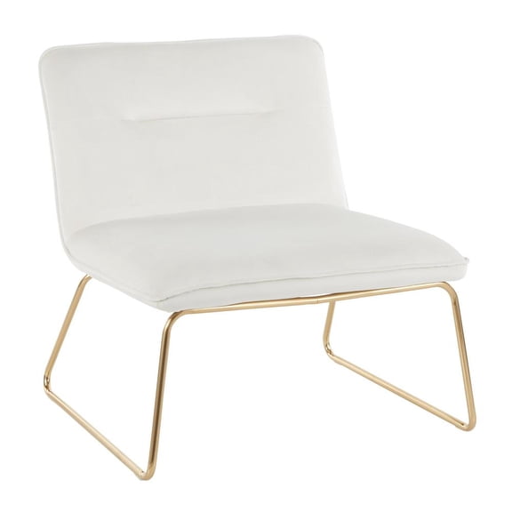 LumiSource Gold Metal, Cream Velvet Casper Accent Chair