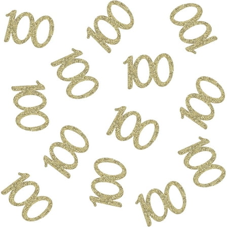 Number 100 Table Confetti for Baby's 100th Days Party Paper Scatters for 100th Birthday Celebrating Decorations - Gold 100pcs
