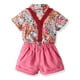 thumbnail image 4 of Ropa Para Bebés, Ropa Para Niños Pequeños, Blusa De Manga Corta A La Moda, Mono Retro Con Flores, Traje De Caballero Rosa Odeerbi LM103-11412, 4 of 8