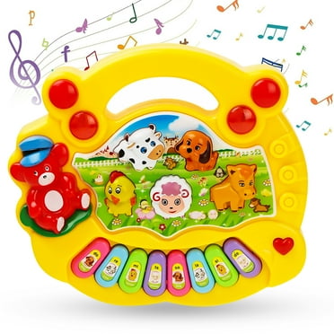Baby Music Keyboard Piano Drum Set, Baby Piano Light Up Animal Musical Toys,Infant Piano Toys for 1-3, Toddler Piano 6 12 18 24 Months Early Educational Toys