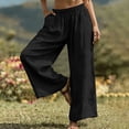 thumbnail image 5 of Tauxra Casual Linen Pants for Women, High Waist Wide Leg, Elastic Waist, Solid Color, for Spring Summer Daily, 5 of 8