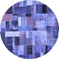 thumbnail image 1 of Ahgly Company Indoor Round Patchwork Blue Transitional Area Rugs, 7' Round, 1 of 4
