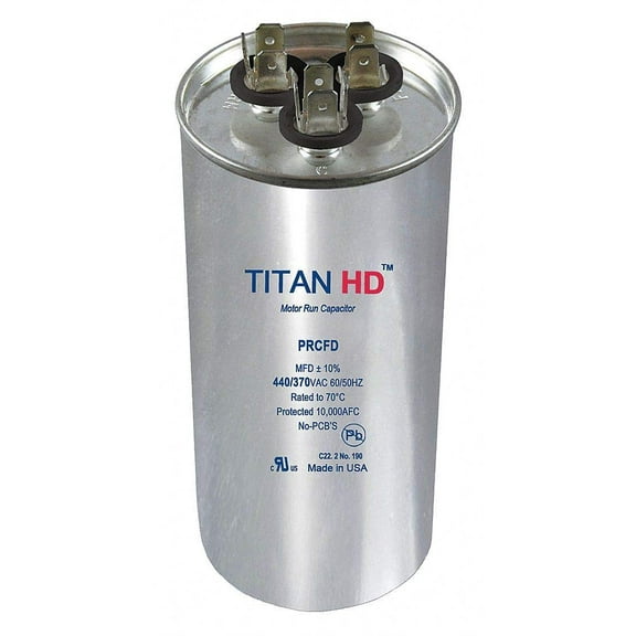 Titan Hd Round Motor Dual Run Capacitor, 40/5 Microfarad Rating, 440VAC Voltage - PRCFD405A CA1