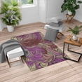 thumbnail image 1 of Abstract Turkish Area Rug, Ocean Inspired Graphic Paisley Pattern Swirled Hand Drawn Art Print, Soft Carpet for Living Room Decor with Distressed Look, 2.6' x 5', Violet Cream, by Ambesonne, 1 of 4