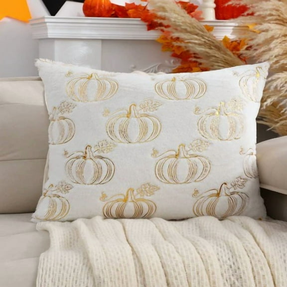 2 Pack Halloween Throw Pillow Covers Only, Pumpkin Sequin Decor for Sofa Bed, Fall Thanksgiving Home Decor