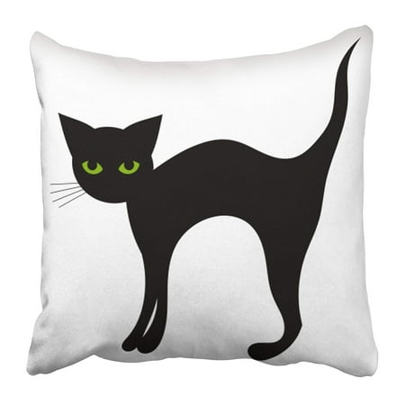ARHOME Green Simple Black Cat Halloween White Back Cute Animal Beautiful Cartoon Character Pillow Case Cushion Cover 20x20 inch