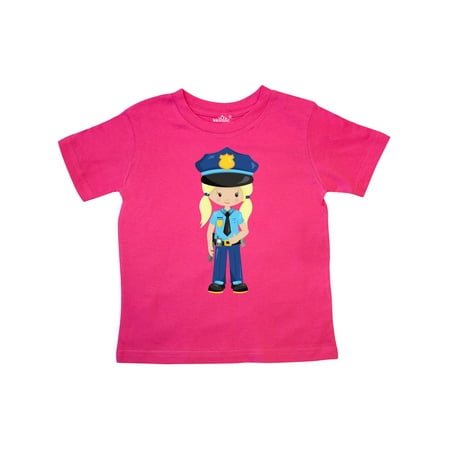 

Inktastic Cute Girl Police Girl Blonde Hair Police Uniform Gift Toddler Toddler Girl T-Shirt