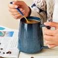 thumbnail image 4 of ThrottleT-21 oz Large Ceramic Coffee mugs, Extra Large Tea and Coffee Cups, Large Handle Design, Big Coffee Mug for Office and Home, Microwave and Diahwasher Safe. (21 oz star blue), 4 of 10