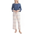 thumbnail image 3 of Goodnight Kiss Women's Fall Fable Pajama Set, Butter Knit 3/4 Sleeve and Capri Pant, Navy/Multi Stripe, L, 3 of 7