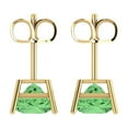 thumbnail image 4 of 4 ct Push-Back Stud Earrings for Women | 7.0mm Princess Cut Simulated Green Diamond | 18K Yellow Gold, 4 of 5