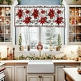 Window Treatment Valance Curtain, Poinsettia Flower Red Berries Leaf