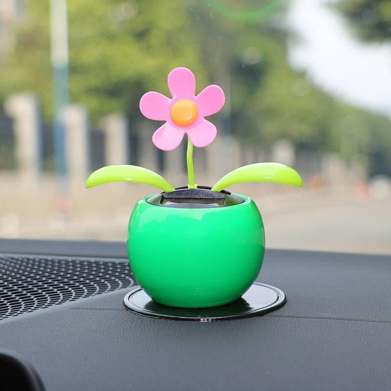 Sunflower Car Accessories Dashboard Decorations, Crochet Smiley Shaking