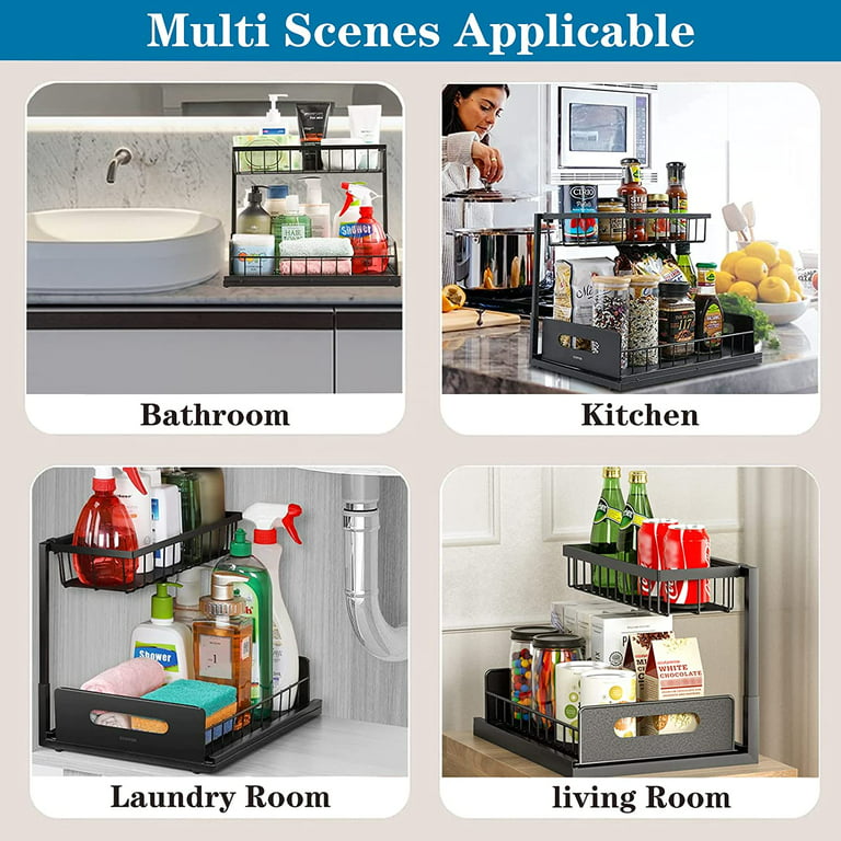 HBlife 2 Pack Under Sink Organizer and Storage, 2 Tier Pull-out