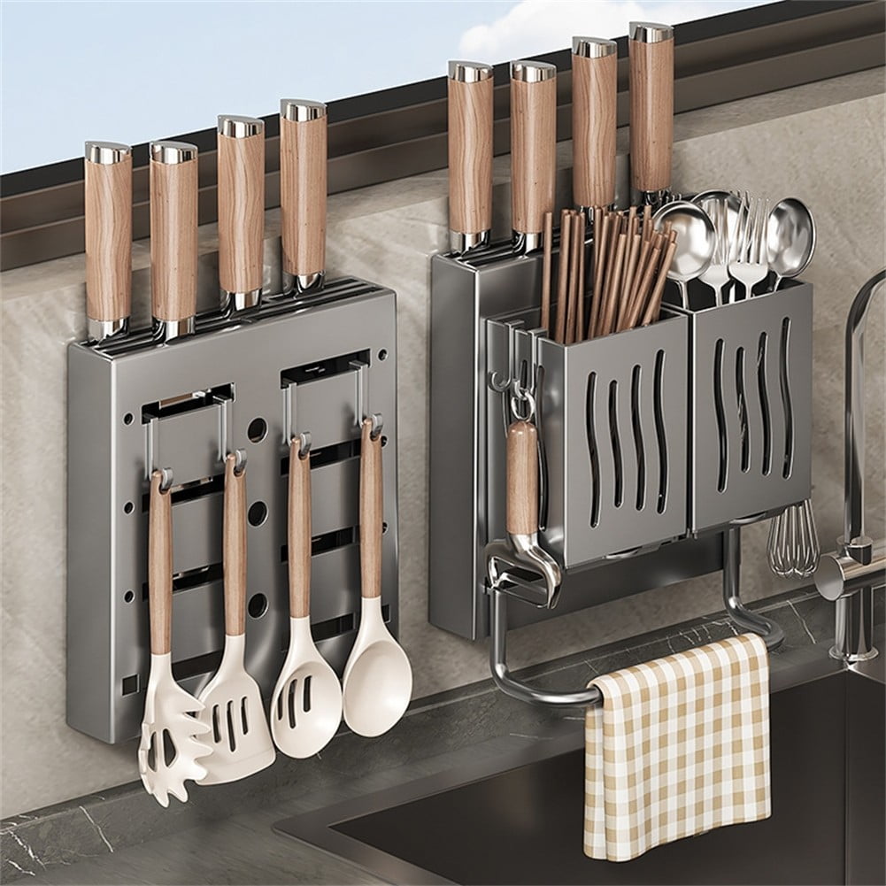 Égouttoir Mural Inox Pour Ustensiles Cuisine – Porte-Couverts Suspendu Avec Design Creux