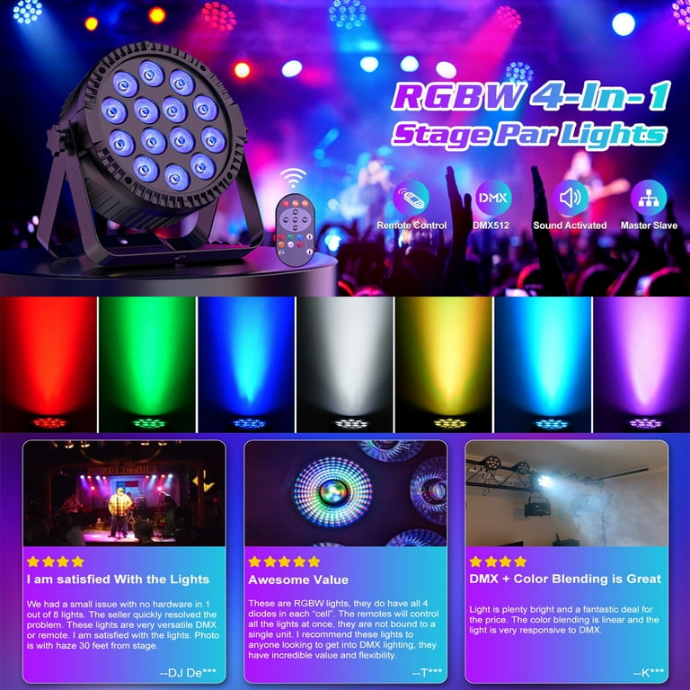【2024最新】SNSで話題・人気の商品のおすすめアイテム RGBW 1 in 4 Lights Stage 14 Sound DMX512 Light Par LED DJ機材