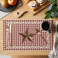thumbnail image 2 of Placemats Set of 4, Brown Western Texas Star Vintage Woven Placemat, Linen Place Mats for Kitchen/Dining Tables, Rustic Farmhouse Red Plaid Washable Table Mats for Party, 2 of 8