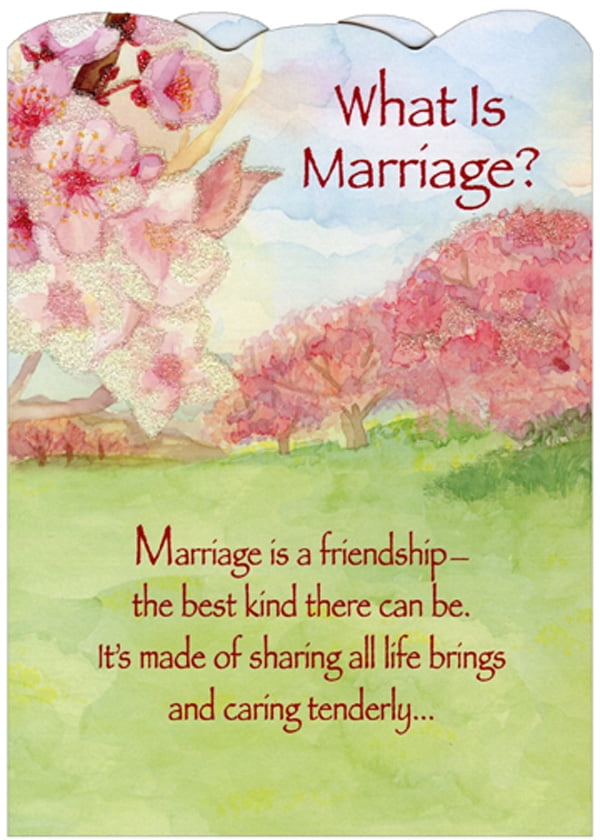 Designer Greetings What is Marriage? Pink Trees Die Cut Z-Fold Wedding Congratulations Card