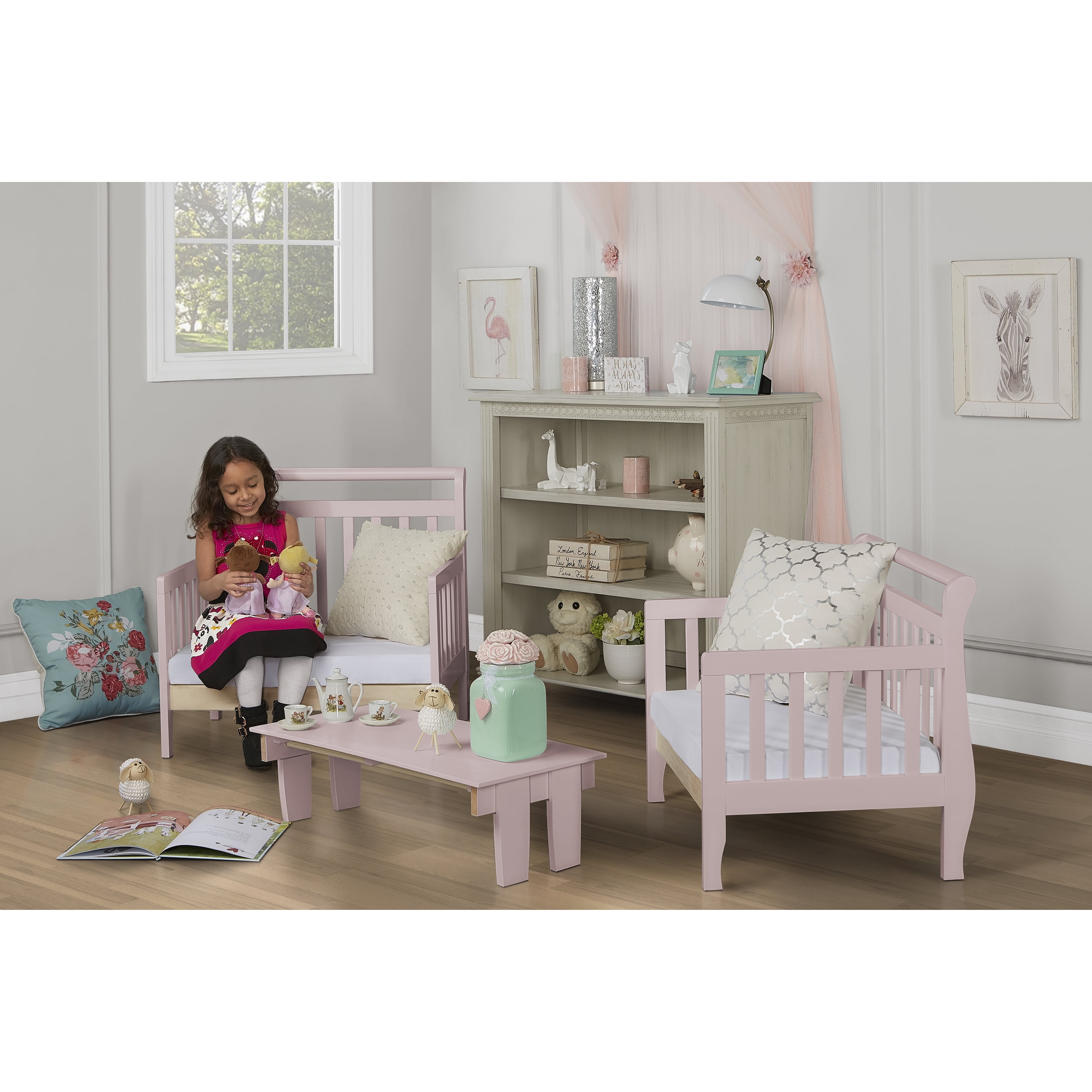 Dream On Me Emma 3-in-1 Convertible Toddler Bed, Blush Pink, Model #649-BP