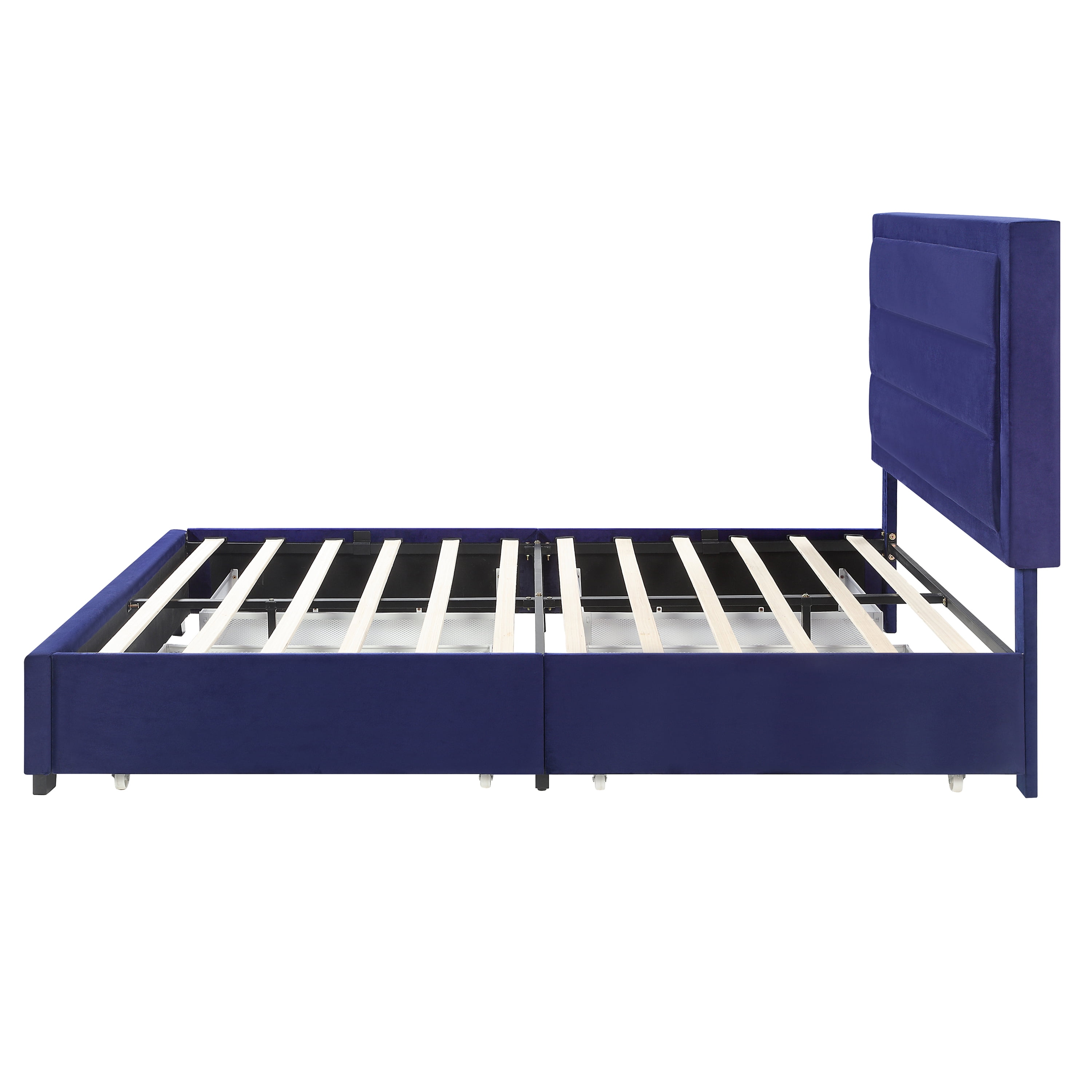 Furniture of America Harper Fabric Storage Bed, Navy, Queen