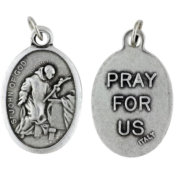 Saint John of God Patron of Those with Heart Disease Silver Oxidized Medal Blessed by His Holiness