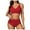 C919/Red, variant on XIYON Womens Tankini Set Waisted Swimsuits For Women Scalloped Bikini Sets Back Lace Up Tankini Sets Bathing Suit 2026