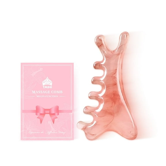 TAIHI 4-in-1 Massage Comb Multi-Function Comb Head, Gua Sha Facial Tools Massager Tool for Face & Neck Pink (1 Piece)