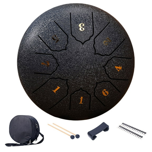 6 Inch 8 Notes Steel Tongue Drum Handpan Drum Percussion Instruments (Navy Blue)