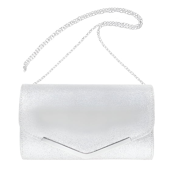 GASTROPOD Evening Bag Handbag Wedding Party Clutch Purse Simple Chain Bag for Women Ladies Silver Clutch Purse