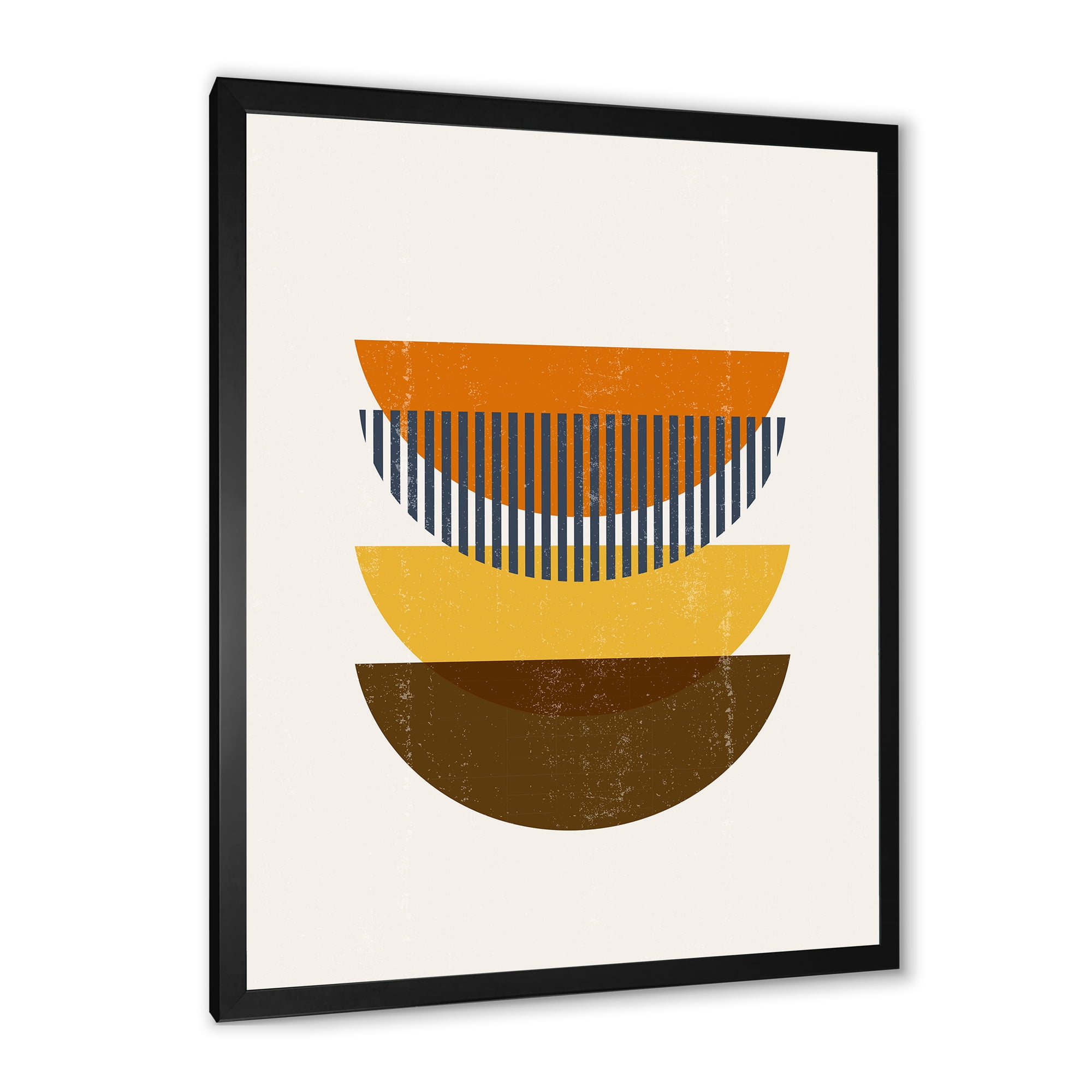 Designart 'Abstract Moon Geometric In Earth Tones' Modern Framed Art Print