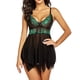 thumbnail image 3 of Gibobby Conjunto de lencería Lencería sexy para mujer, lencería de encaje floral, de una pieza, exótica, traviesa, con tirantes, lencería de peluche(Verde, CH), 3 of 5