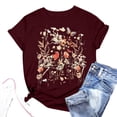 thumbnail image 1 of T-Shirt à Manches Courtes Imprimé Floral pour Femmes, Col Rond, Manches Longues Épaisses, T-Shirt Décontracté pour Femmes, 1 of 3