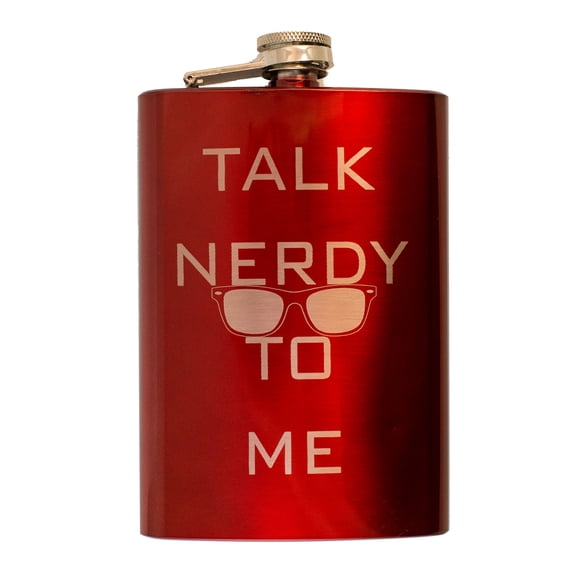 8oz RED Talk Nerdy To Me Flask L1 Geek Novelty