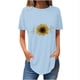thumbnail image 1 of Tops de Verano de las Mujeres Suelto Ajuste Girasol Impresión Cuello Redondo Suelto 3/4 Manga Superior, Tops de Moda de las Mujeres, 1 of 3