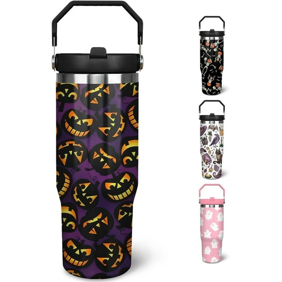 30 oz Halloween Tumbler with Lid and Straw, Goth Tumbler Insulated Coffee Travel Mugs Cup Water Bottle Cute Halloween Gifts for Women Girls