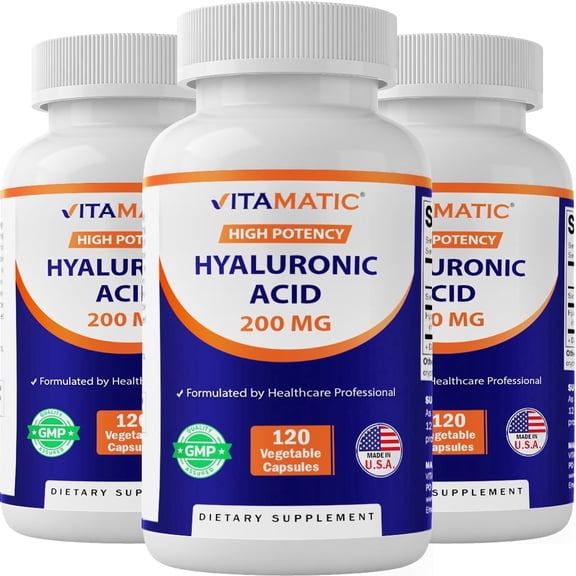 Vitamatic Hyaluronic Acid 200 mg Capsules 3 Pack 120 Count