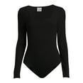 thumbnail image 3 of Belle du Jour Juniors Ribbed Square Neck Bodysuit, Sizes XS-XL, 3 of 5