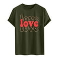thumbnail image 4 of Men's Graphic Love Tee Short Sleeve Round Neck Simple Valentine Print Top Army Green M, 4 of 4