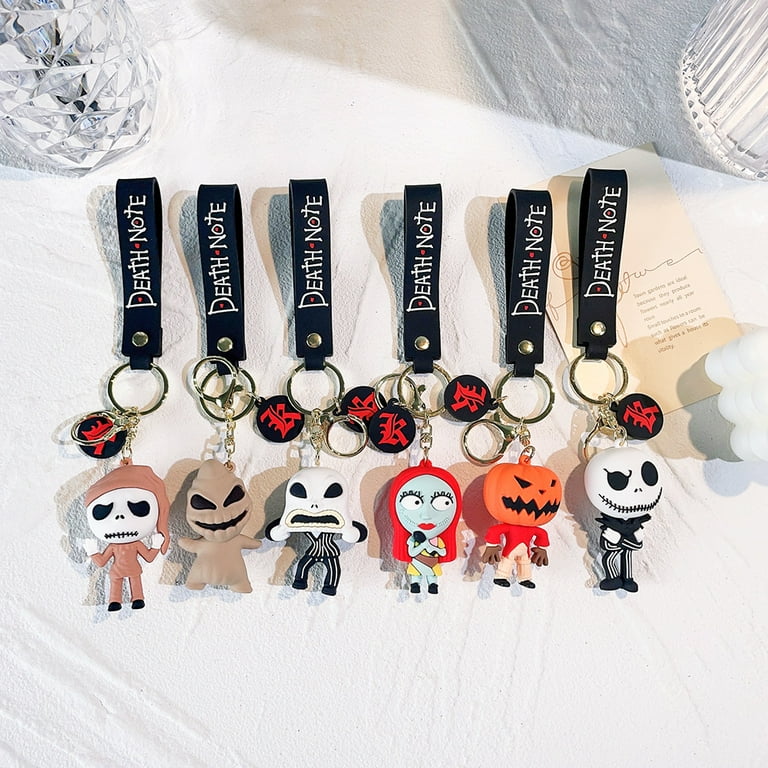 Autrucker Halloween Nightmare Before Christmas Horror Keychain, Jack Sally Silica Gel Key Ring for Women, Men, Girls and Boys, Women's, Size: 2.36