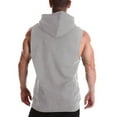 thumbnail image 3 of AHTJRT Men's Athletic Sleeveless Hooded Tank Top Lightweight Soft Comfy Tee Gray L, 3 of 6