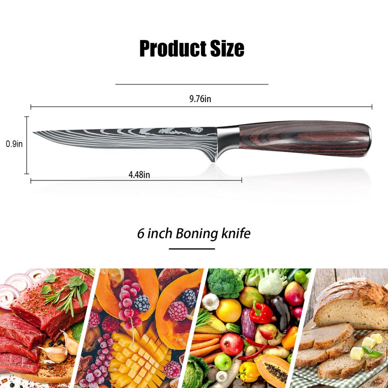 MDHAND Boning Knife 6 Inch German High Carbon Stainless Steel Grade Boning  Fillet Knife 