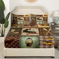 thumbnail image 5 of Farmhouse Pike Fish Bed Sheets Set Men,Hunting Fishing Sheet Set Full,Rustic Lake Paddle Sheets,Cabin Lodge Plaid Patchwork Flat Fitted Sheet with 2 Pillowcases Bedroom Decor, 5 of 5
