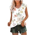 thumbnail image 2 of OKBOP Ladies Tops Sleeveless White Crew Neck Floral Tank Tops T Shirts for Women, 2 of 5