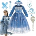thumbnail image 2 of Vestido de Elsa para niña, vestido de copo de nieve de lentejuelas congeladas, Otoño Invierno, fiesta de Halloween, manga con volantes, disfraz de princesa, 7-8Y Tag-140 Gao Jinjia LED, 2 of 2