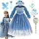 thumbnail image 2 of Vestido de Elsa para niña, vestido de copo de nieve de lentejuelas congeladas, Otoño Invierno, fiesta de Halloween, manga con volantes, disfraz de princesa, 7-8Y Tag-140 Gao Jinjia LED, 2 of 2