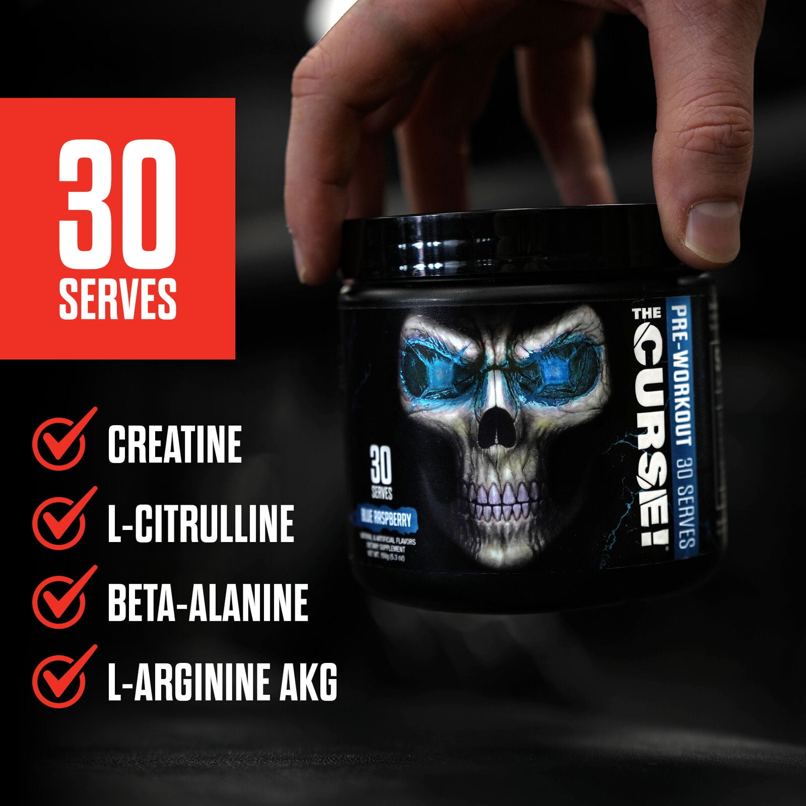 JNX Sports® The Curse Pre Workout Powder Watermelon Pre Workout Mix for Energy and Focus, 30 Serves