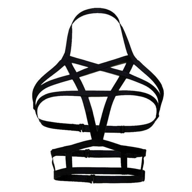 Sujetador tipo arnés negro hecho a mano, top corto, estilo gótico, bralette, sujetador con tiras y estructura tipo jaula.
