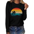 thumbnail image 4 of SBYOJLPB Fashion Women's Spring Printed Long Sleeves Round Neck Casual Tee Tops Black 4(S), 4 of 5