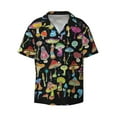 thumbnail image 2 of Lsque Bright Mushrooms print Men's Cuban Collar Short Sleeve Shirt Summer Beachwear Casual Button Down Fashionable Vacation Leisure Shirt-XX-Large, 2 of 7